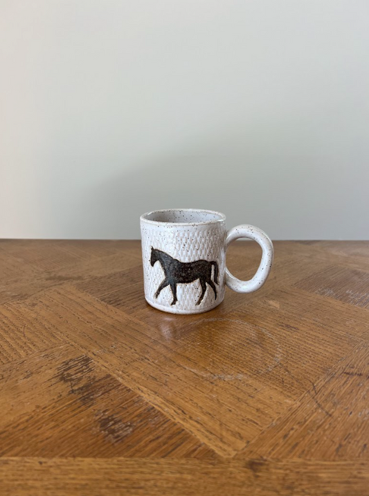 Brown Horse Design Handmade in Ohio, Ceramic White 10 oz Mug