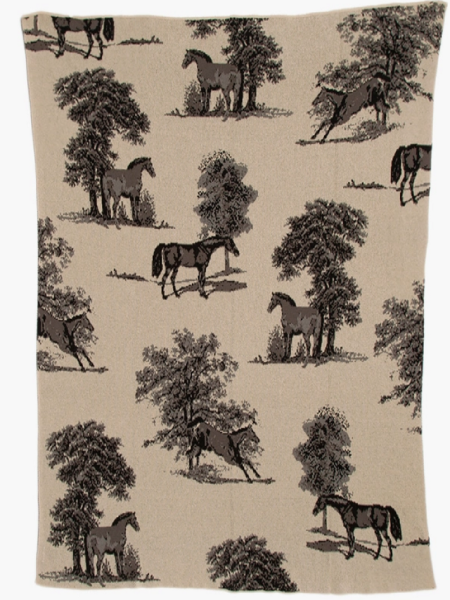 Equestrian Toile Throw Blanket