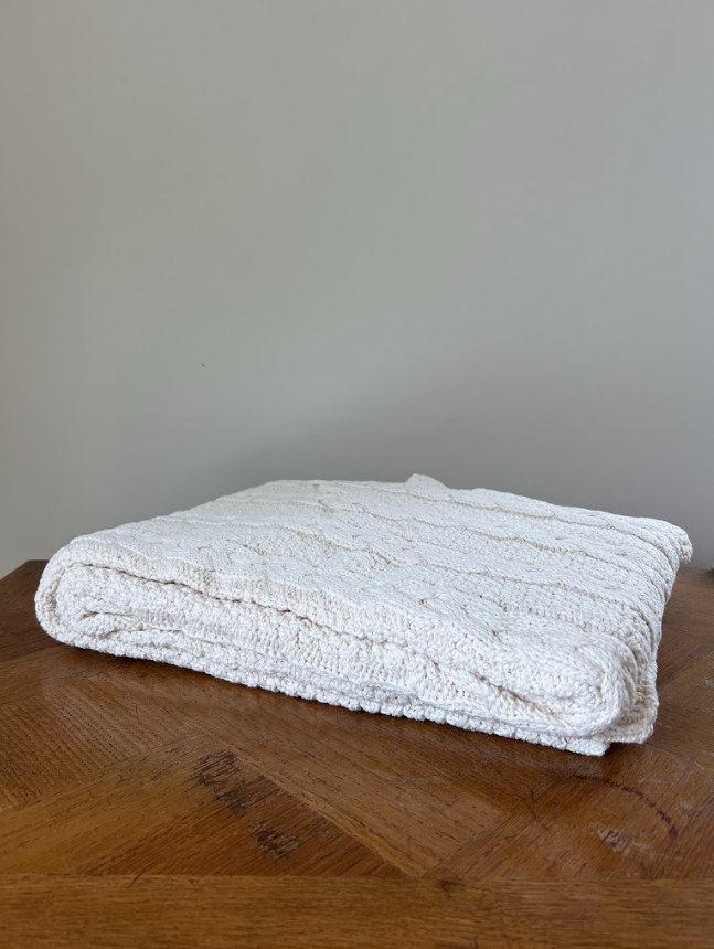 Chunky Cable Throw Blanket - Milk