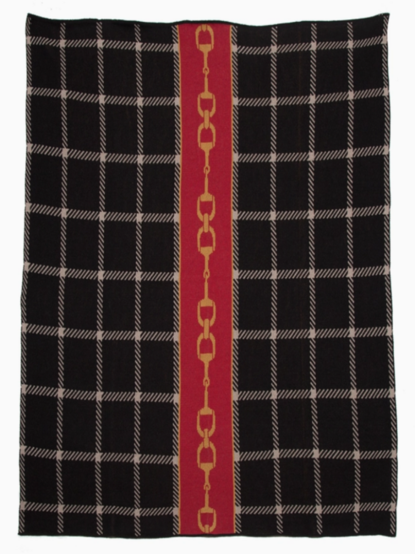 Equestrian Horse Bit Plaid Throw Blanket