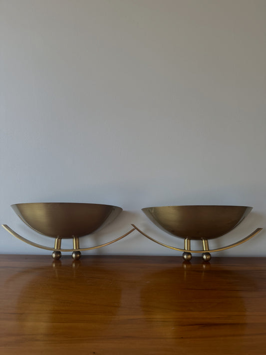 Pair of 1970's Vintage Brass Wall Sconces